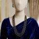 Handcrafted Smoky Glass Bead Layered Necklace